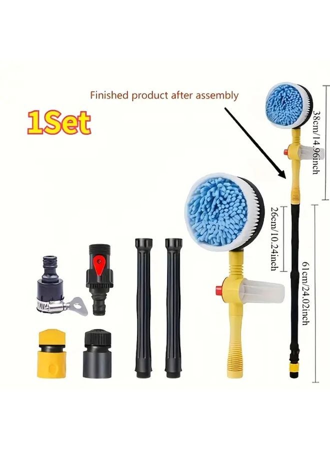 Blue Car Wash Brush Kit 360 Auto Rotating Adjustable High Pressure Vehicle Cleaning Tool - Image 2